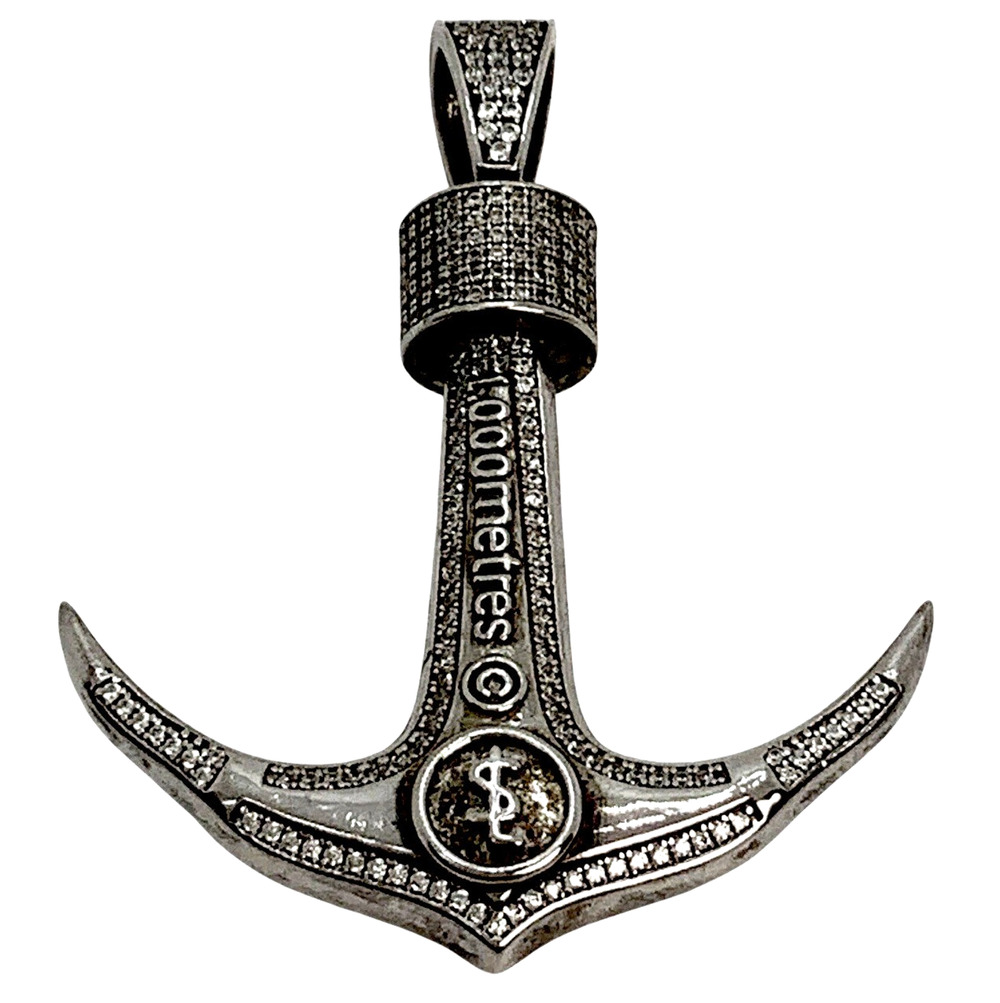 Anchor Pendant Necklace Sterling Silver CZ Stones 1000metres 11.5 grams